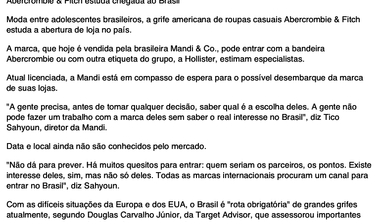 Folha de São Paulo: Mercado Aberto